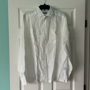 NWT J. McLaughlin Men’s Christos white linen button down shirt